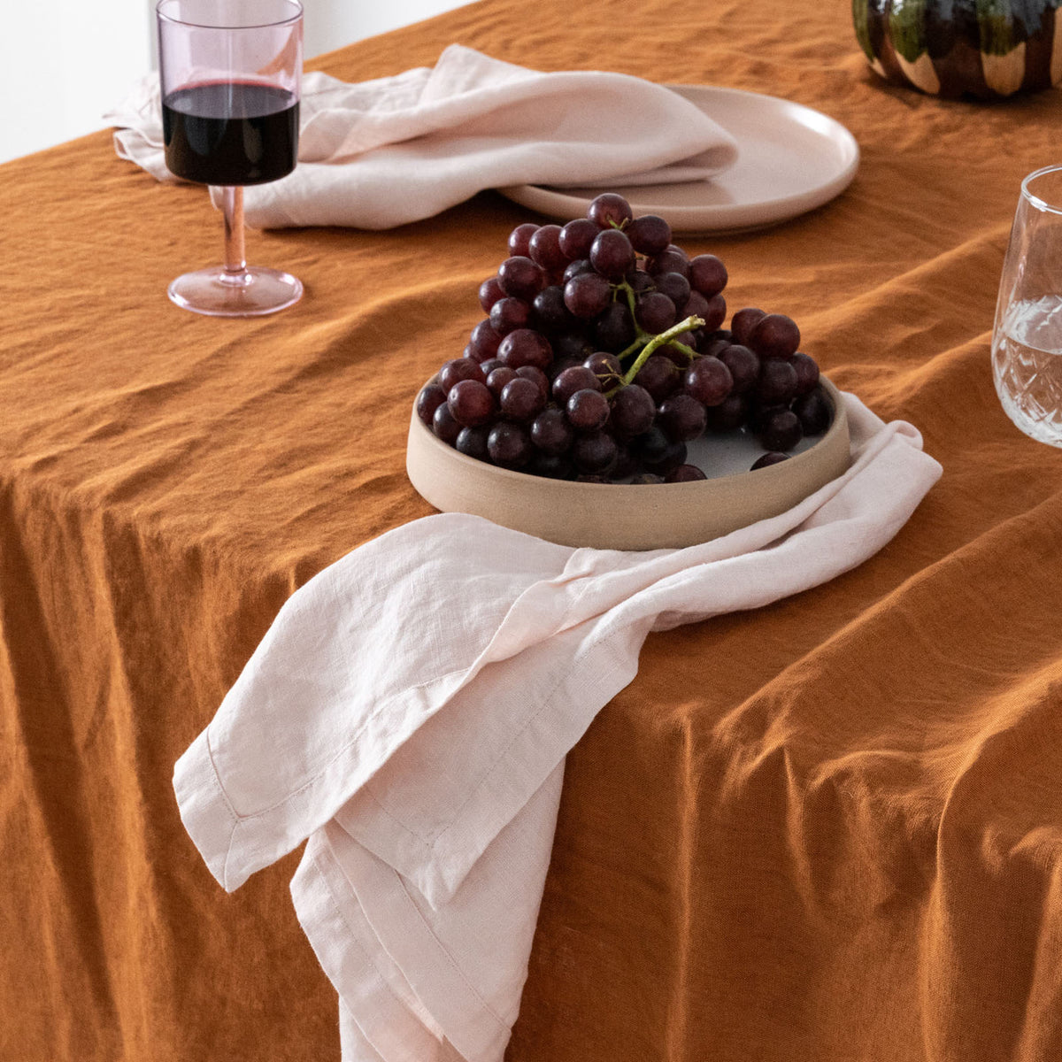 Ensemble de serviettes en lin brun camel