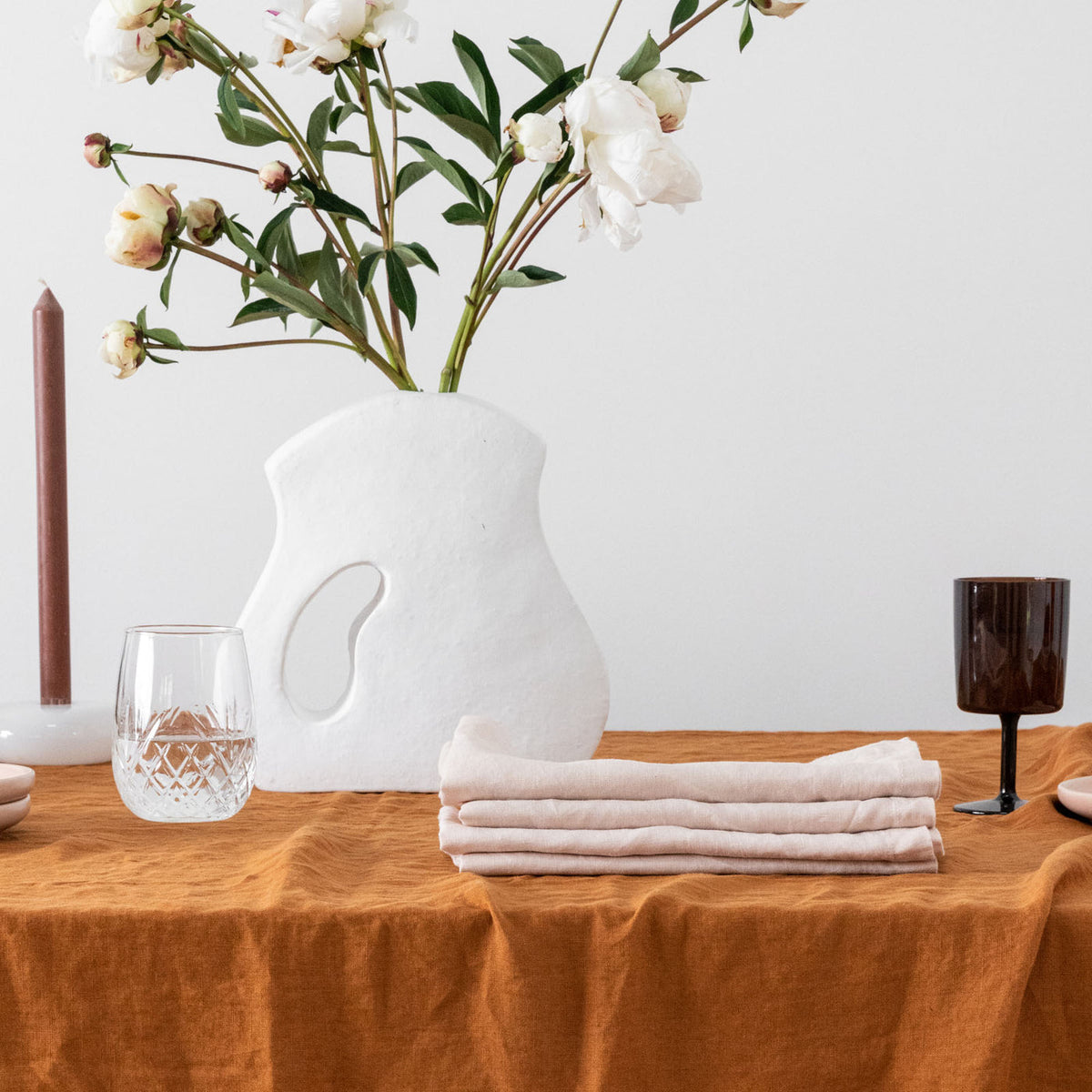 Ensemble de serviettes en lin brun camel