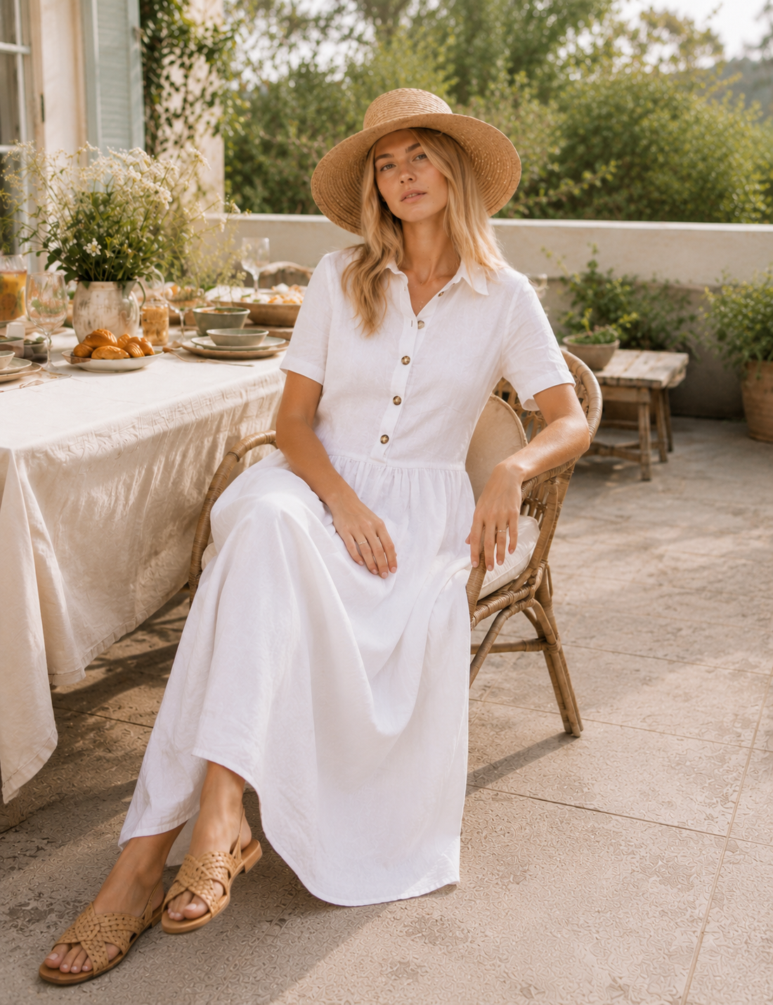 Positano Linen Maxi Shirt Dress