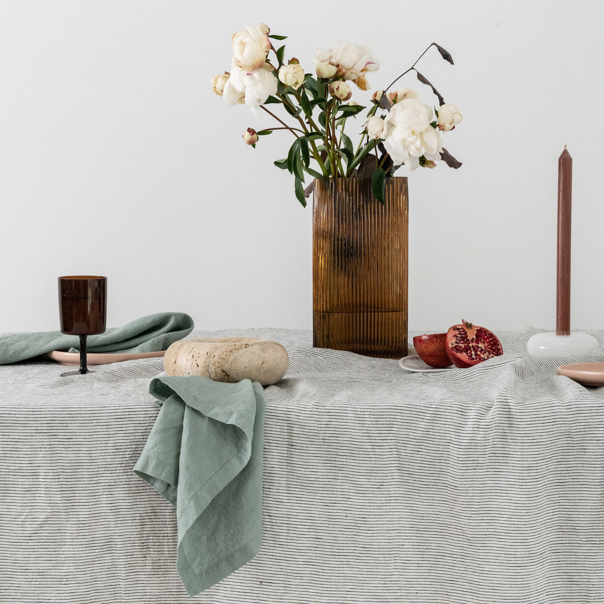 Ensemble de serviettes en lin couleur sauge
