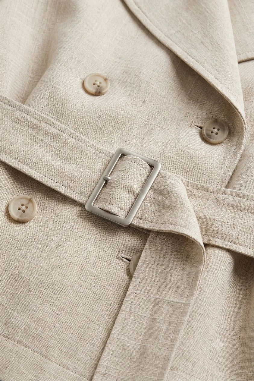 Stonebrook Linen Belted Double-Breasted Jacket