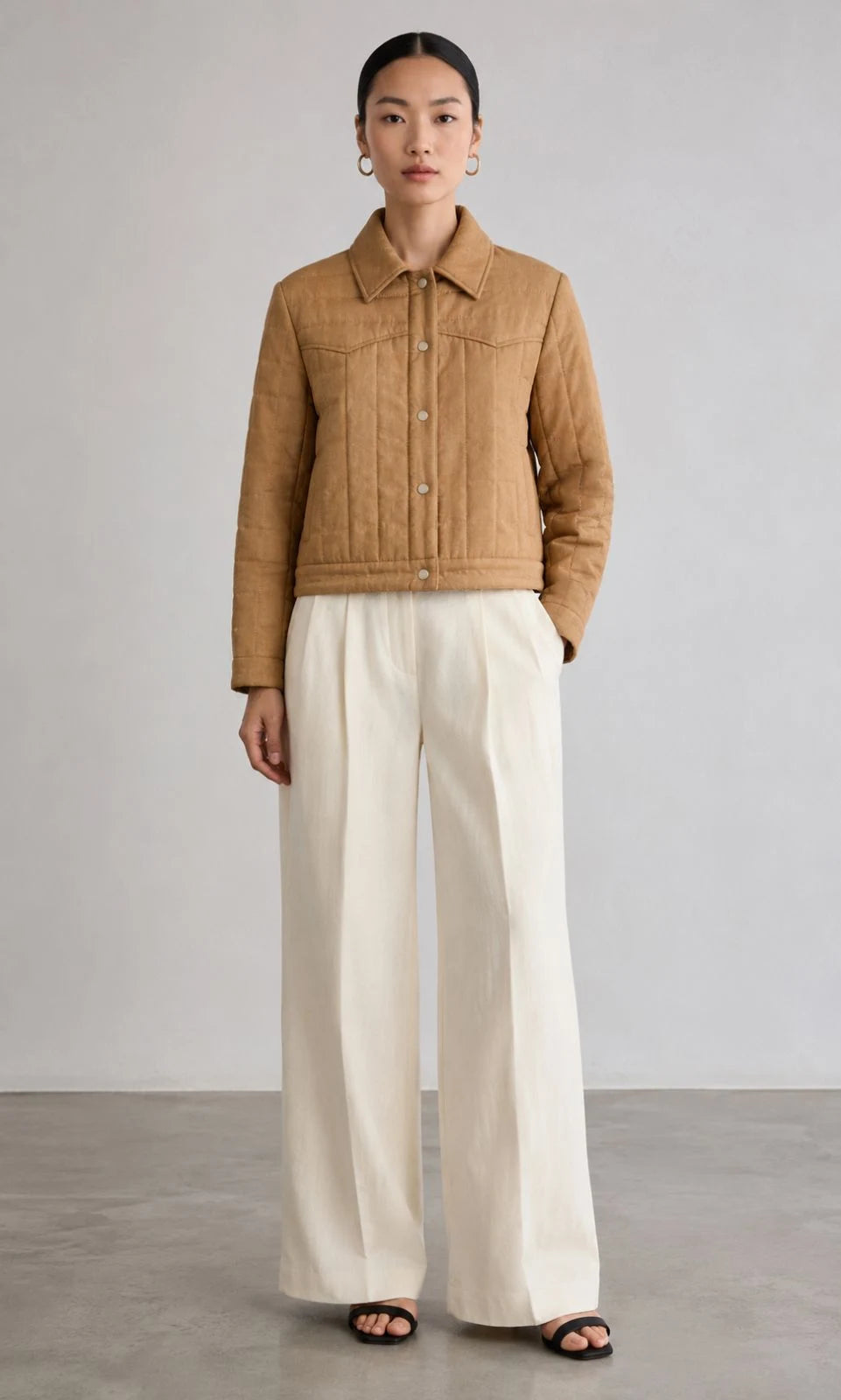 Cedarwood Linen Quilted Trucker Jacket