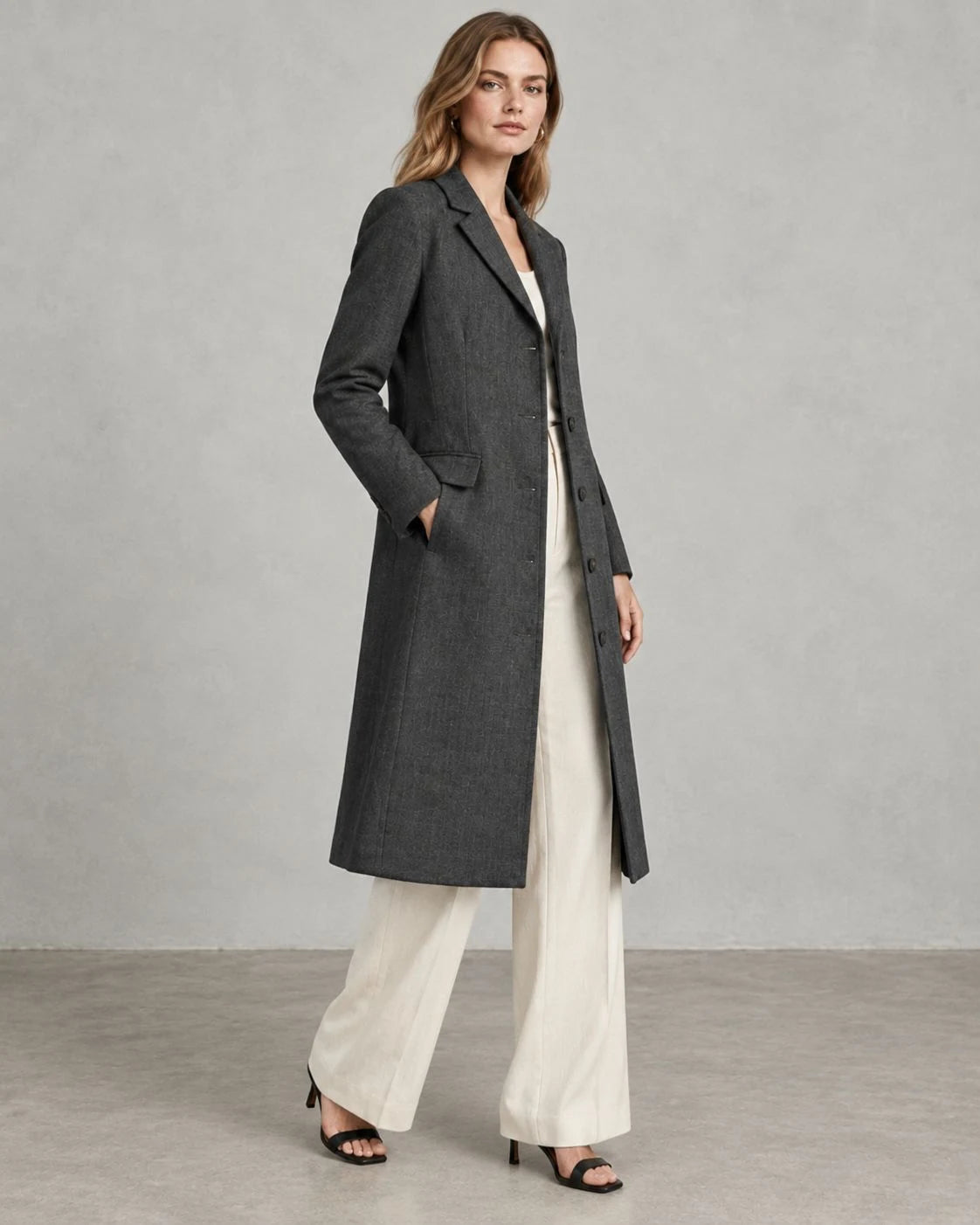 Greywood Linen Single-Breasted Coat