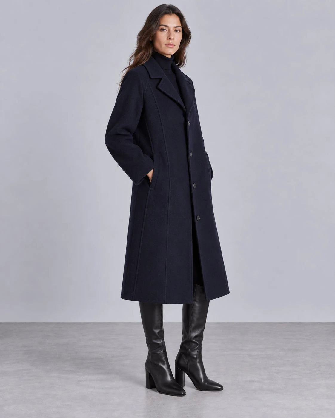 Foxglen Wool Longline Single-Breasted Coat