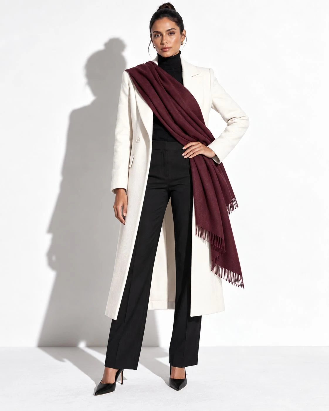 Burgundy Pashmina Cashmere Shawl