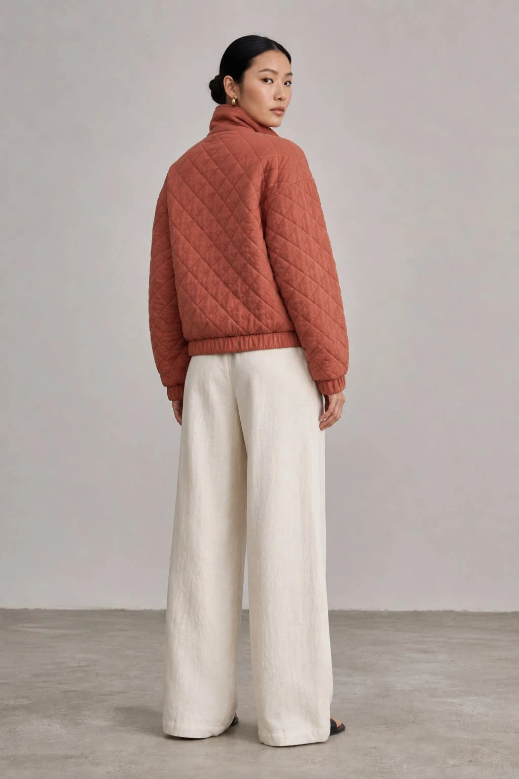 Canyon Linen Quilted Bomber Jacket