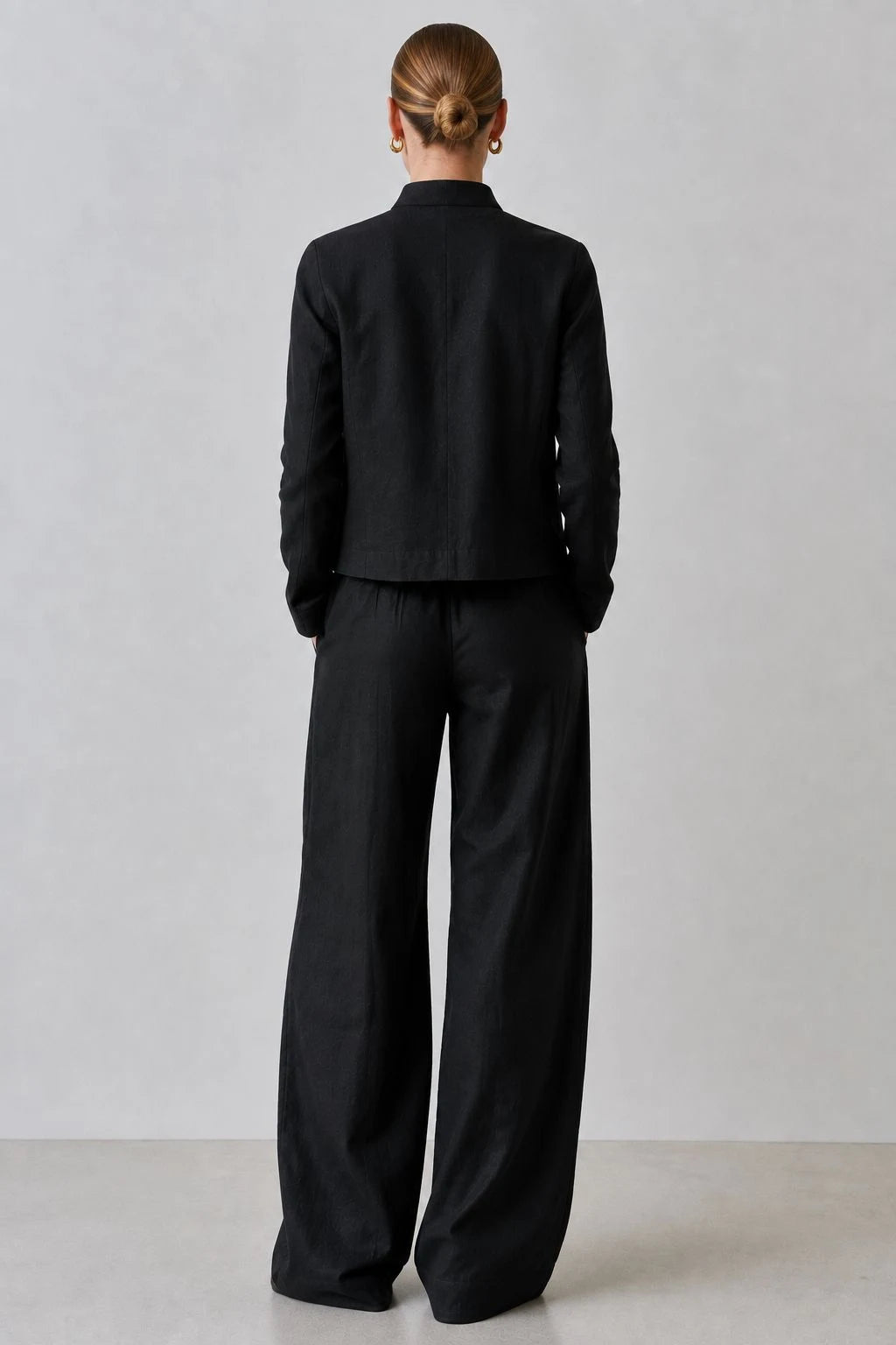 Ravenwood Linen Mandarin-Collar Jacket