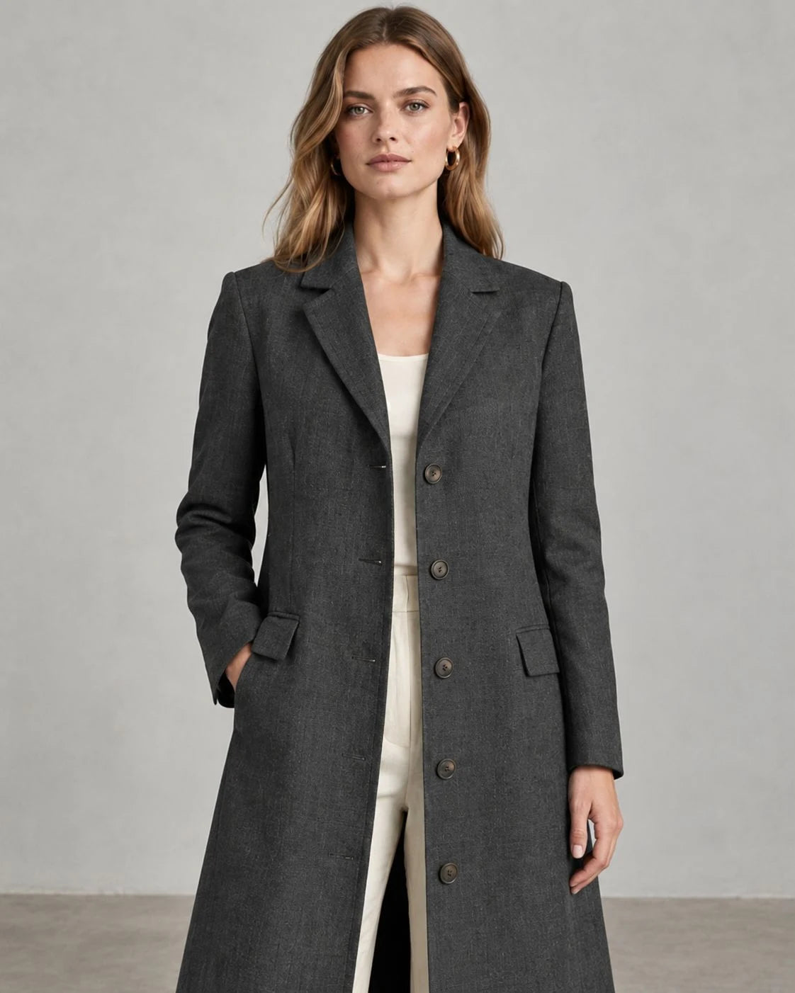 Greywood Linen Single-Breasted Coat