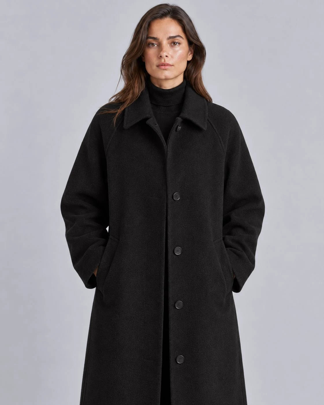 Silverpine Wool Relaxed-Raglan Coat