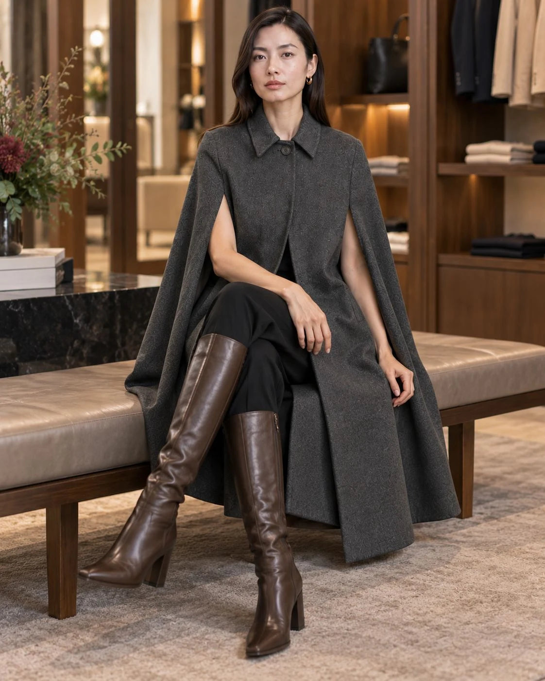 Ashgrove Wool Dramatic Cape Coat