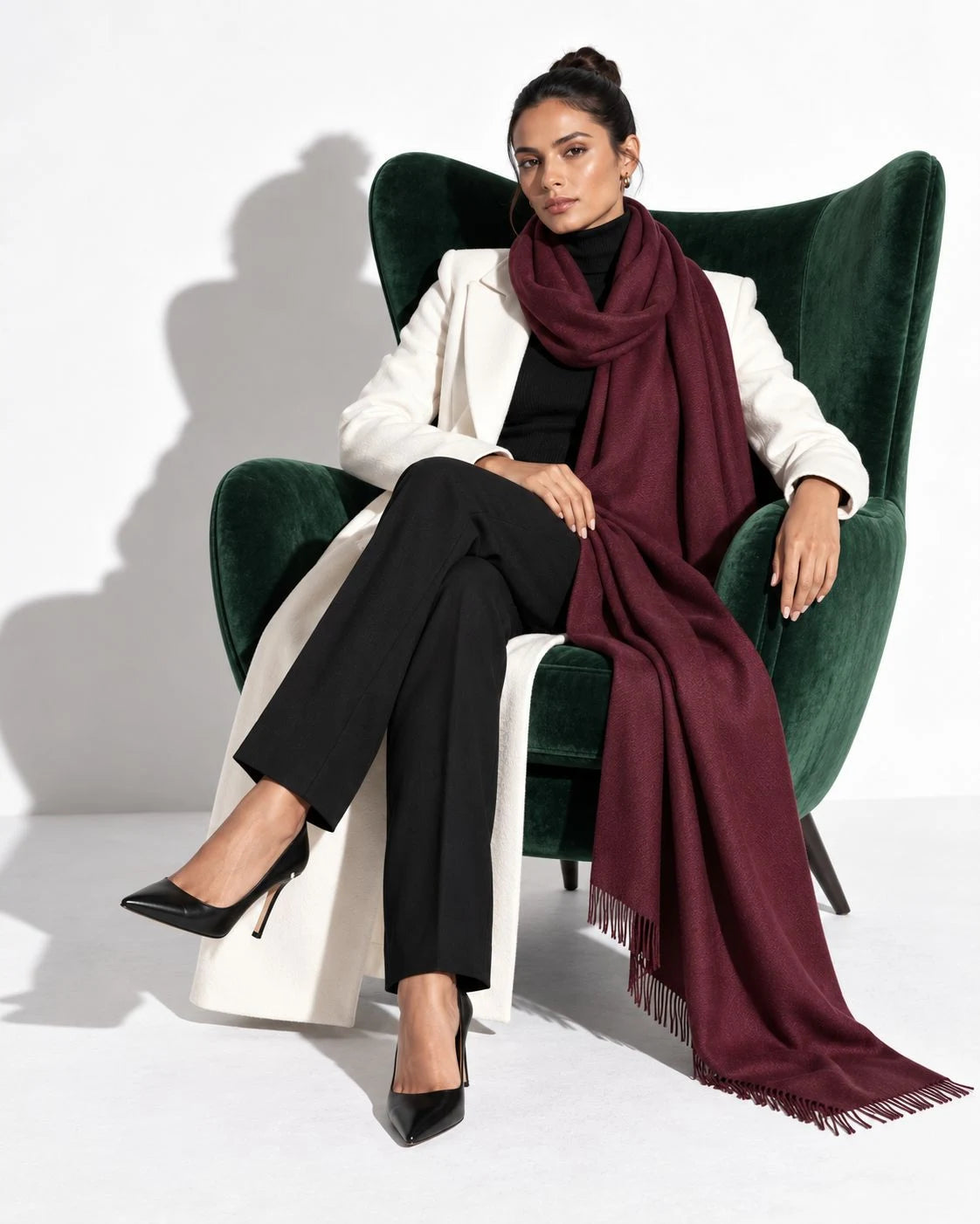 Burgundy Pashmina Cashmere Shawl
