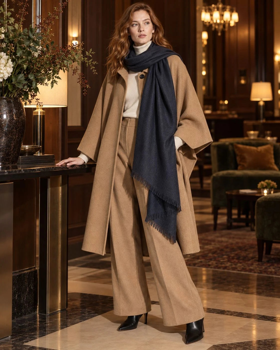 Navy Blue Pashmina Cashmere Shawl