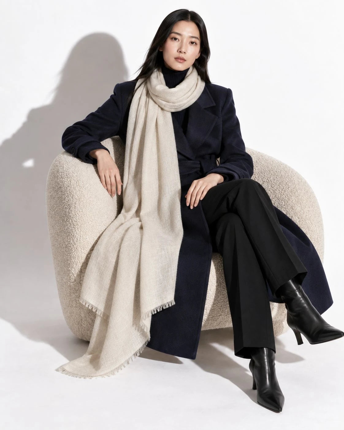 Ivory Pashmina Cashmere Shawl