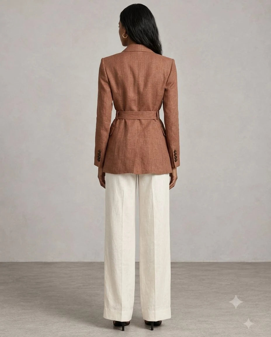 Hollowbrook Linen Belted Wrap Blazer