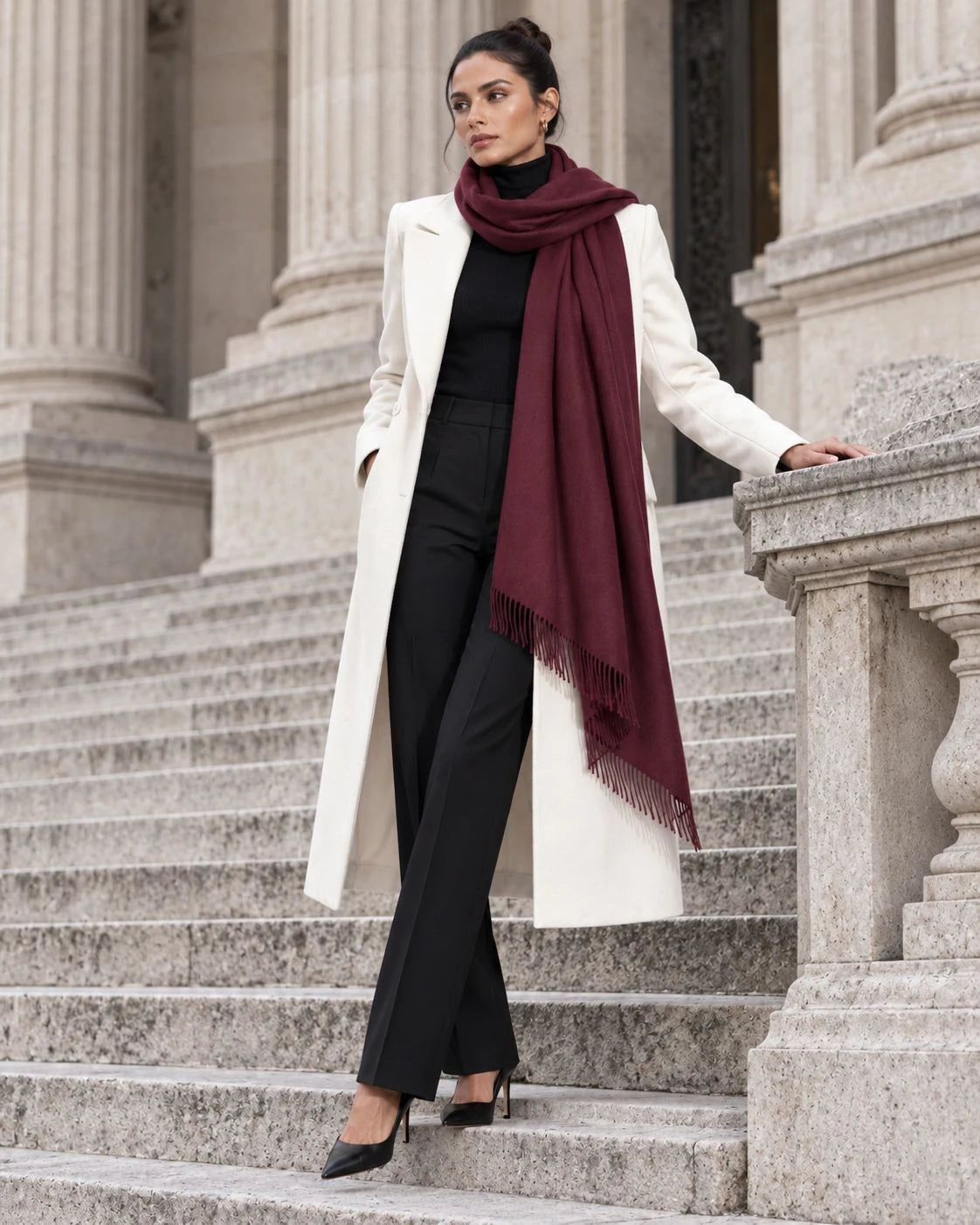 Burgundy Pashmina Cashmere Shawl