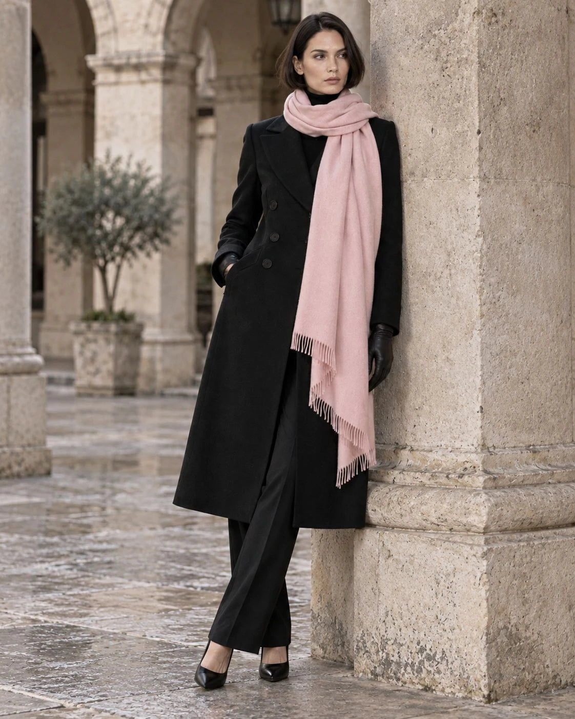 Powder Pink Pashmina Cashmere Shawl