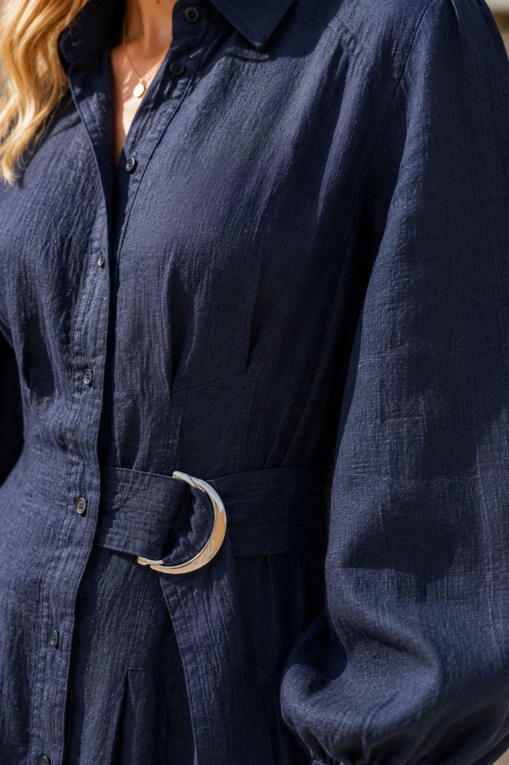 Antibes Linen Belted Shirt Mini Dress
