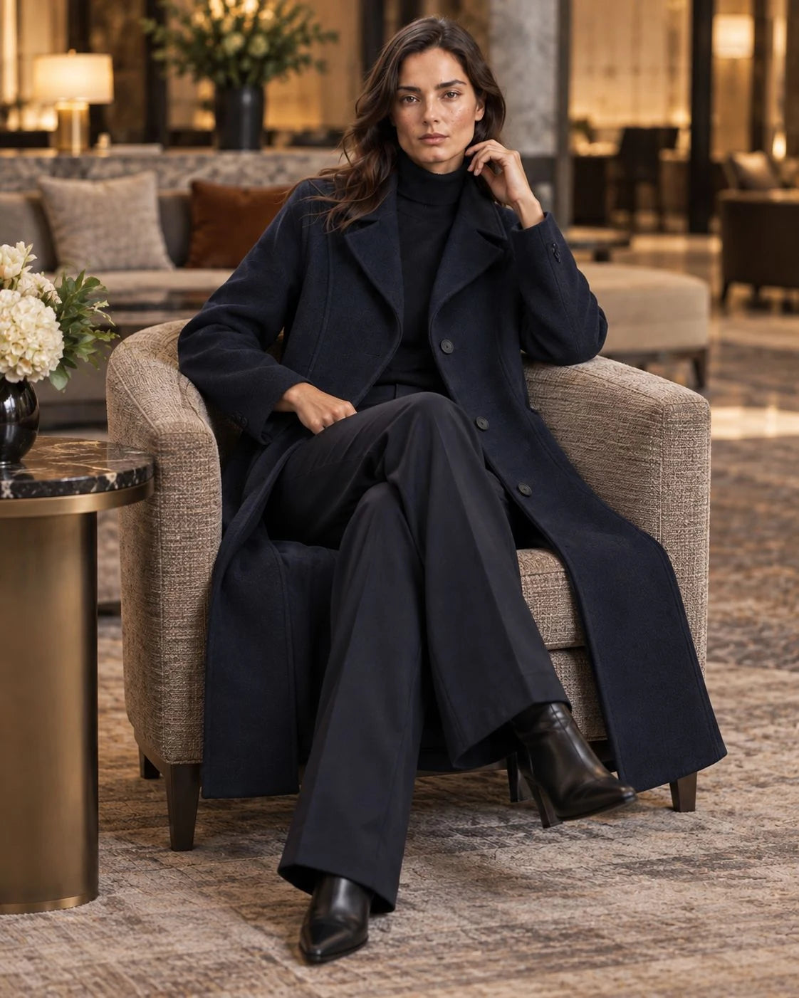 Foxglen Wool Longline Single-Breasted Coat