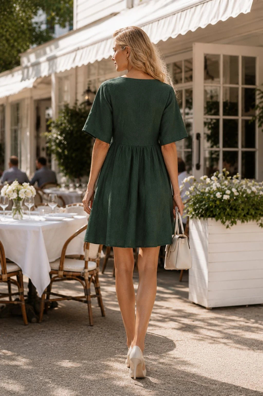 Menton Linen Babydoll Mini Dress