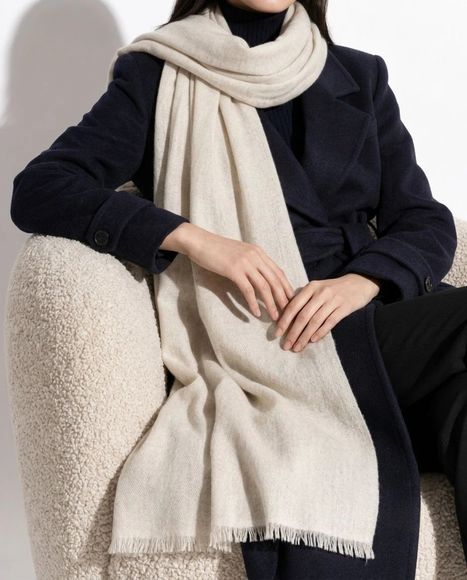 Ivory Pashmina Cashmere Shawl