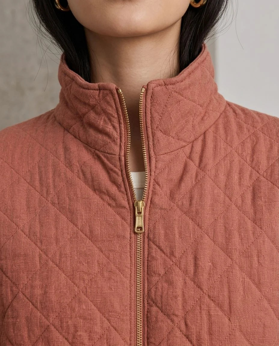 Canyon Linen Quilted Bomber Jacket