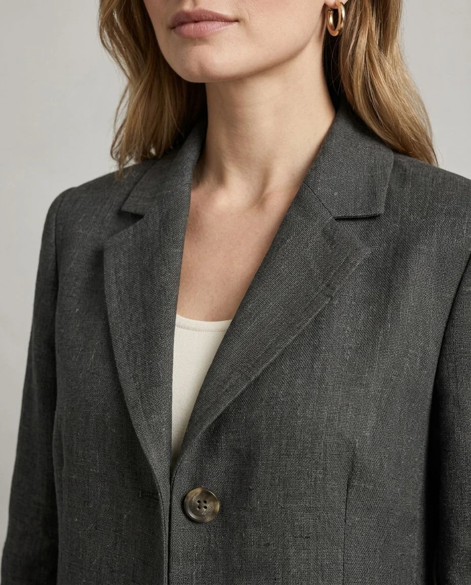 Greywood Linen Single-Breasted Coat