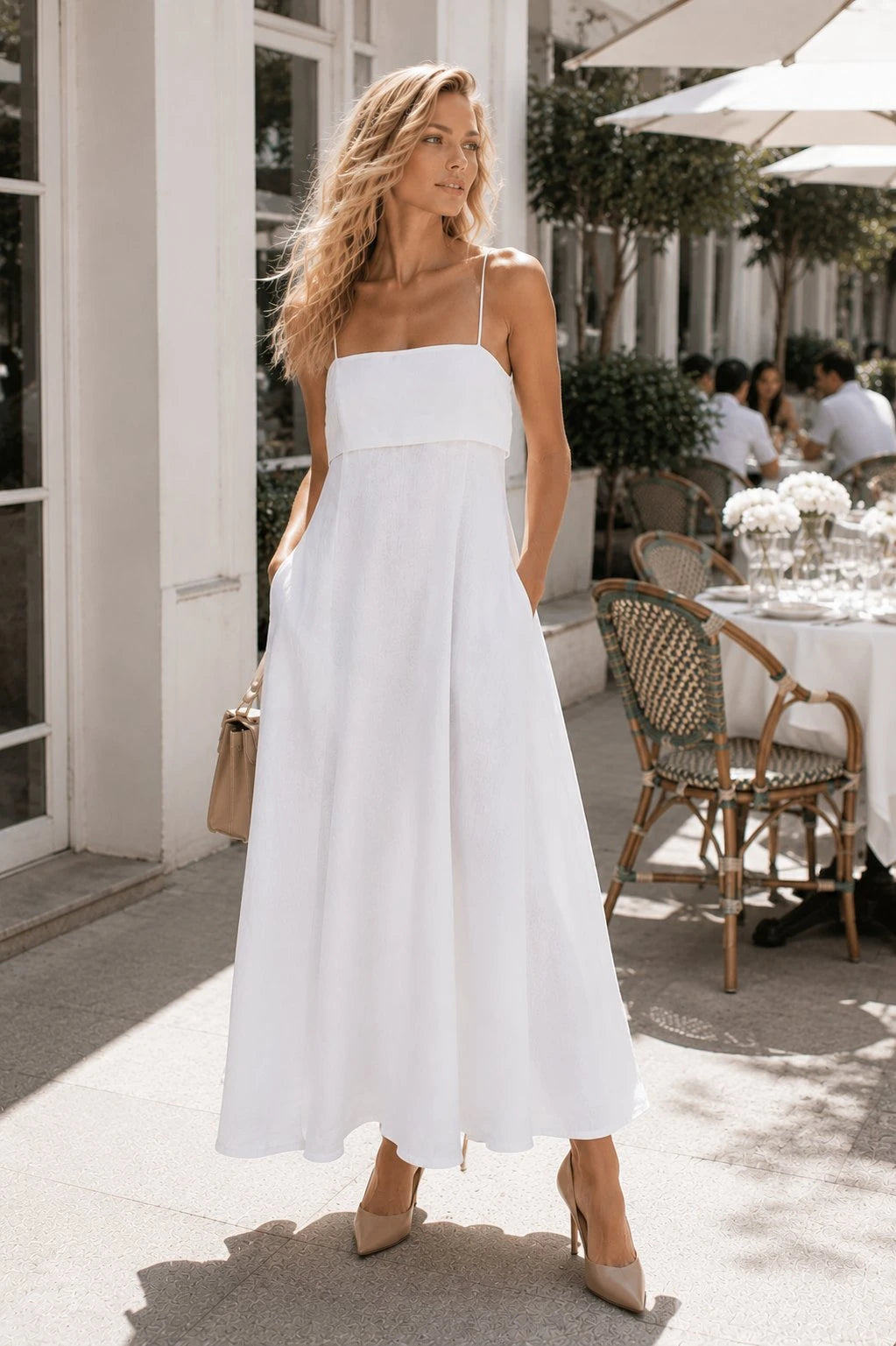 Capri Linen Open Back Maxi Dress