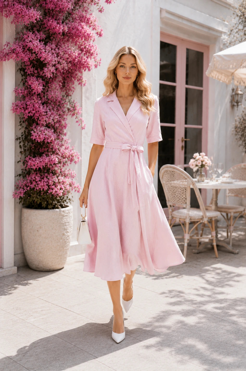 Sora Linen Wrap Midi Dress
