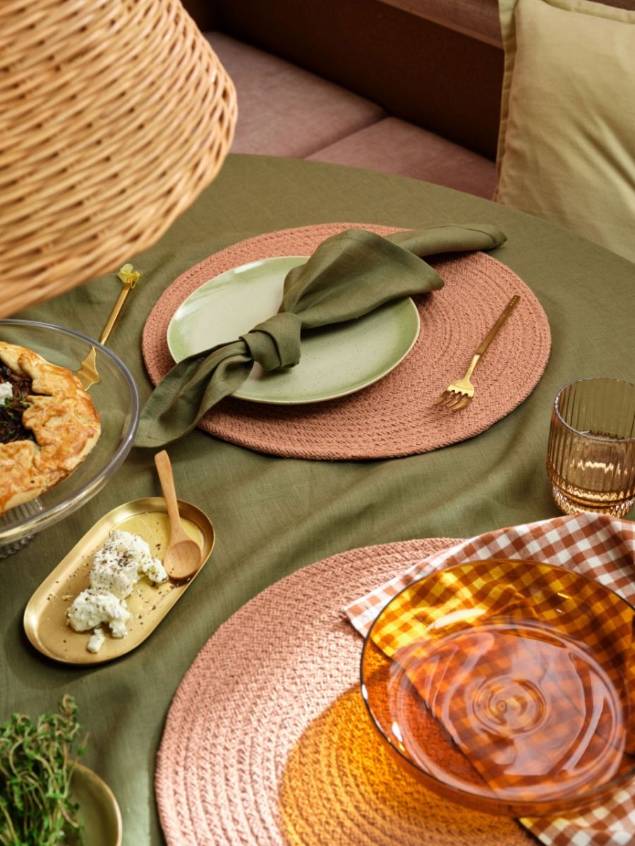 Ensemble de serviettes en lin vert olive