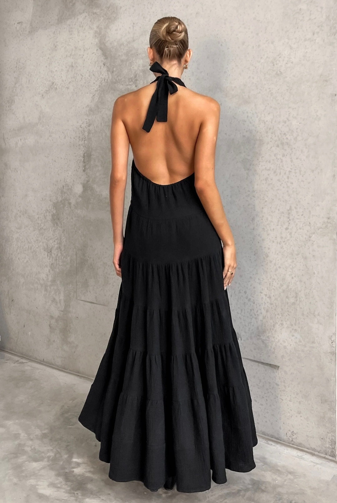 Black Cotton Flair Dress