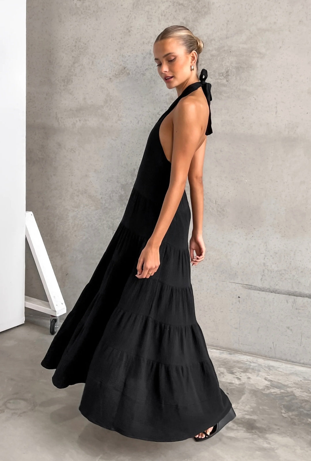 Black Cotton Flair Dress