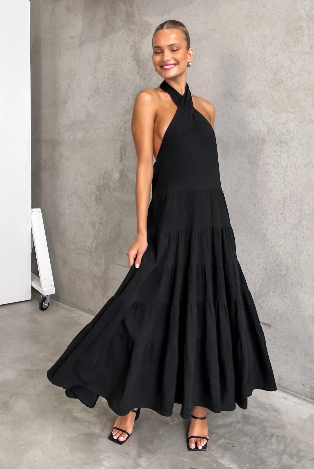 Black Cotton Flair Dress