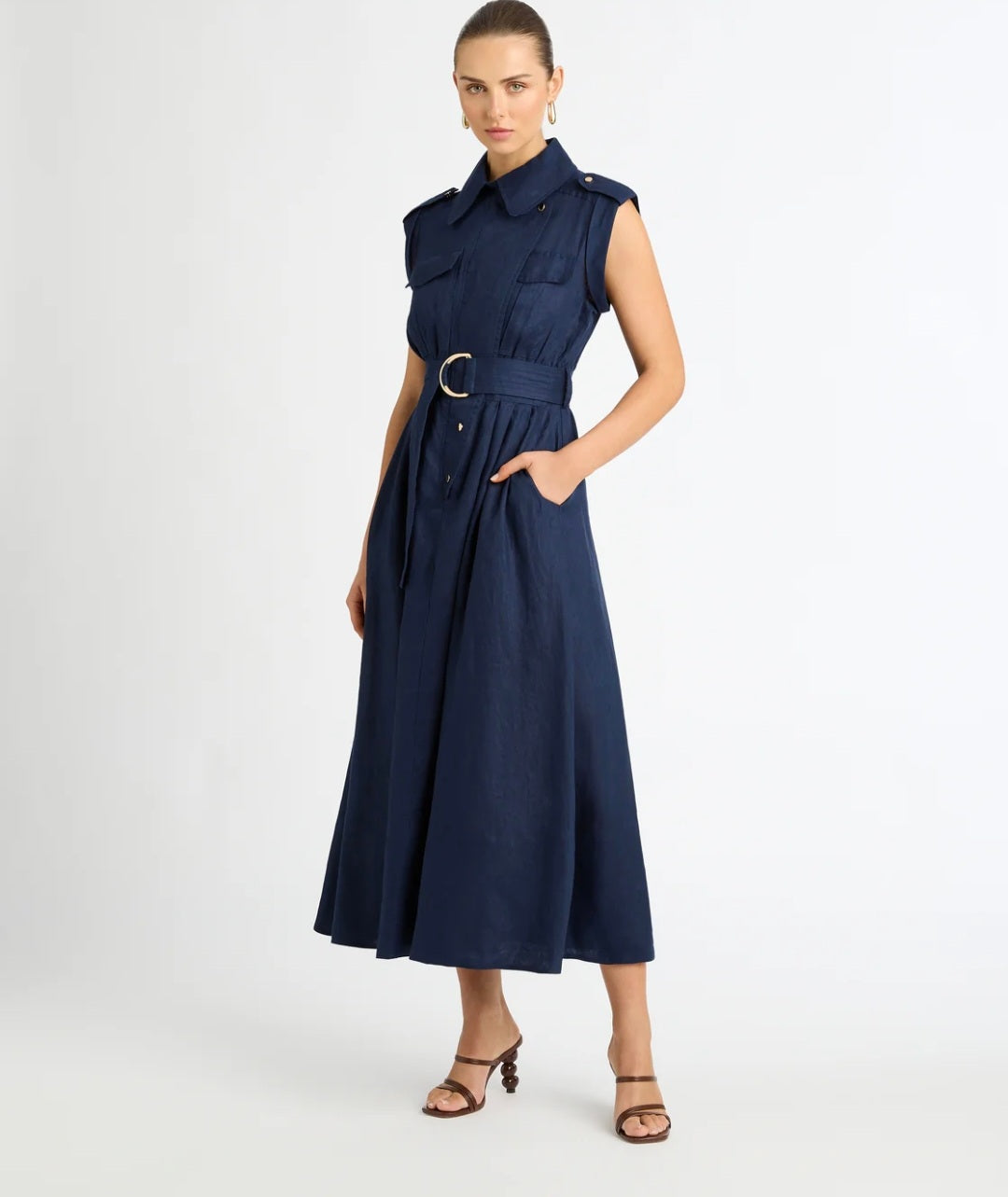 Sorrento Linen Utility Midi Dress