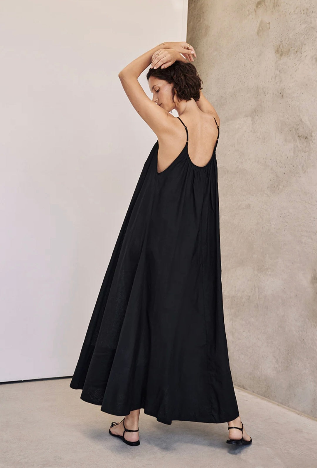 Robe longue en coton noir