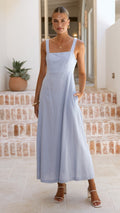 Powder Blue Linen Maxi Dress