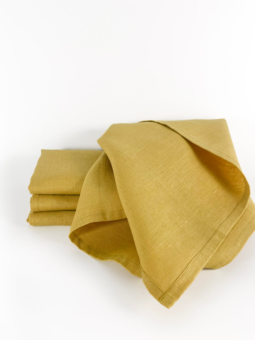 Ensemble de serviettes en lin jaune moutarde