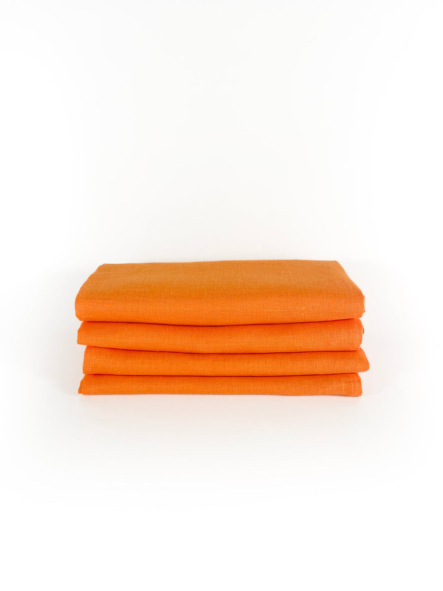 Orange Linen Napkin Set styled for a quiet dinner