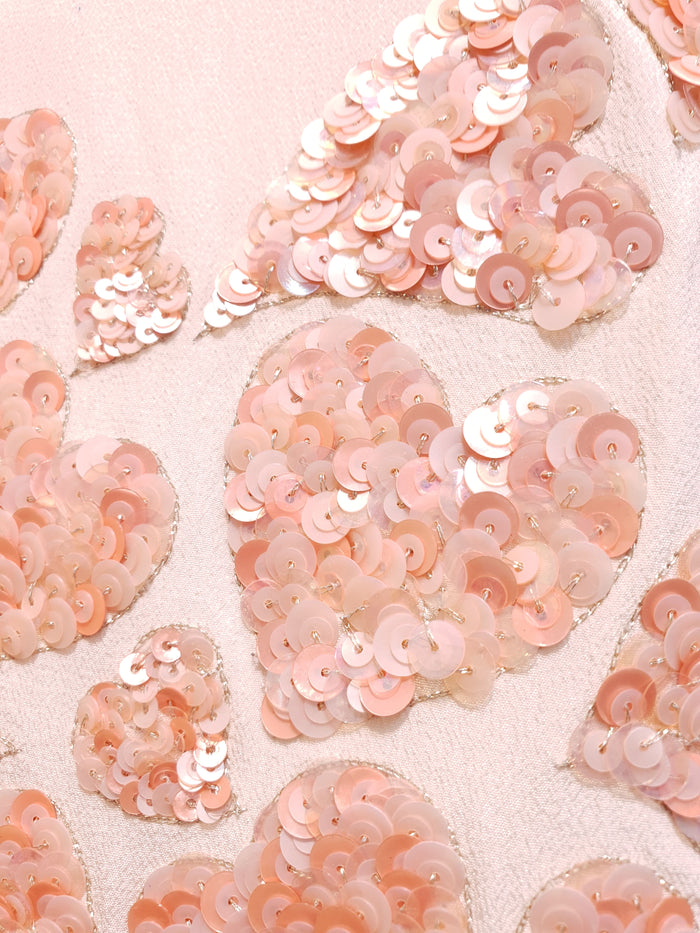 Peach Heart Embroidered Crop Top with Organza Bow