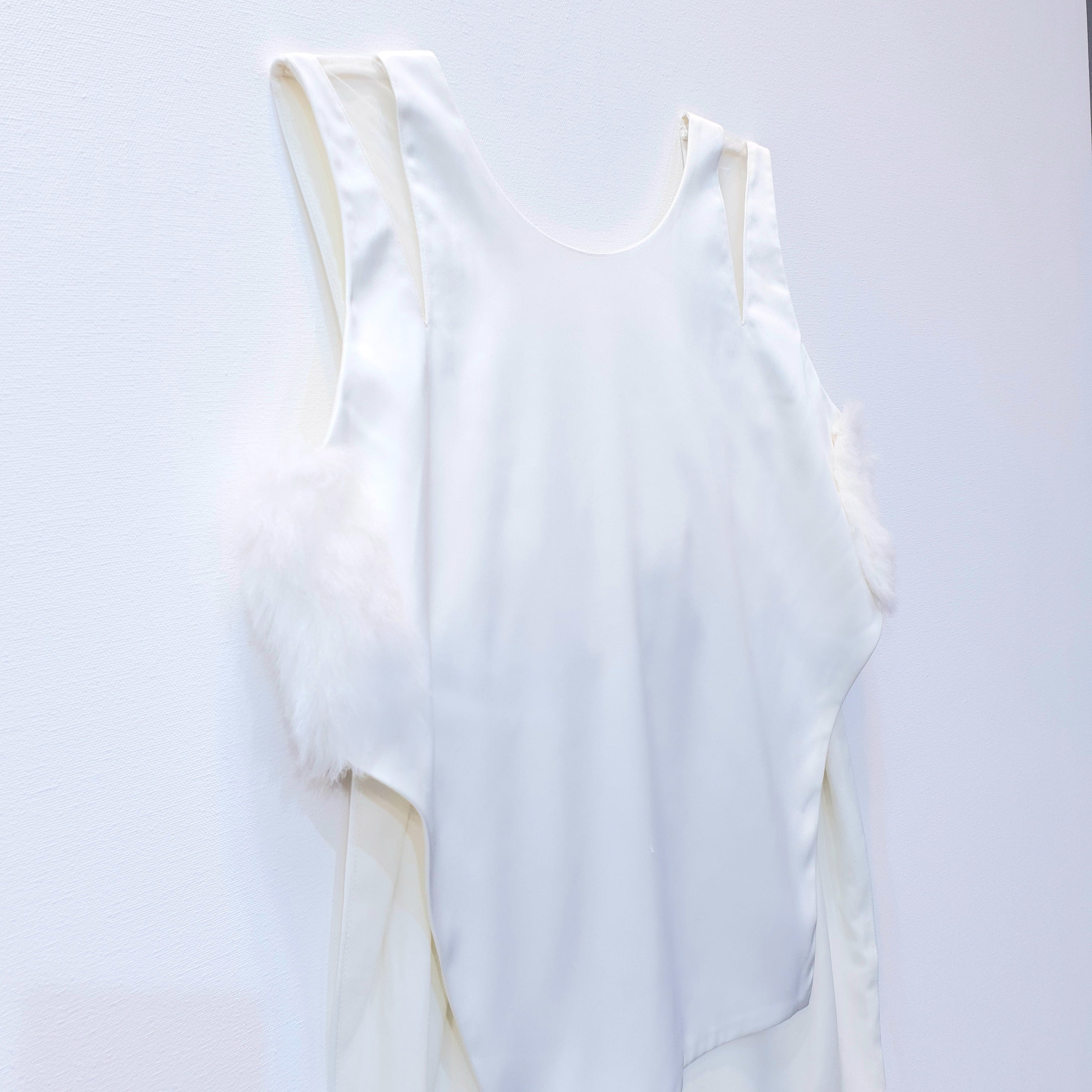 Asymmetric Crop Top with Fur