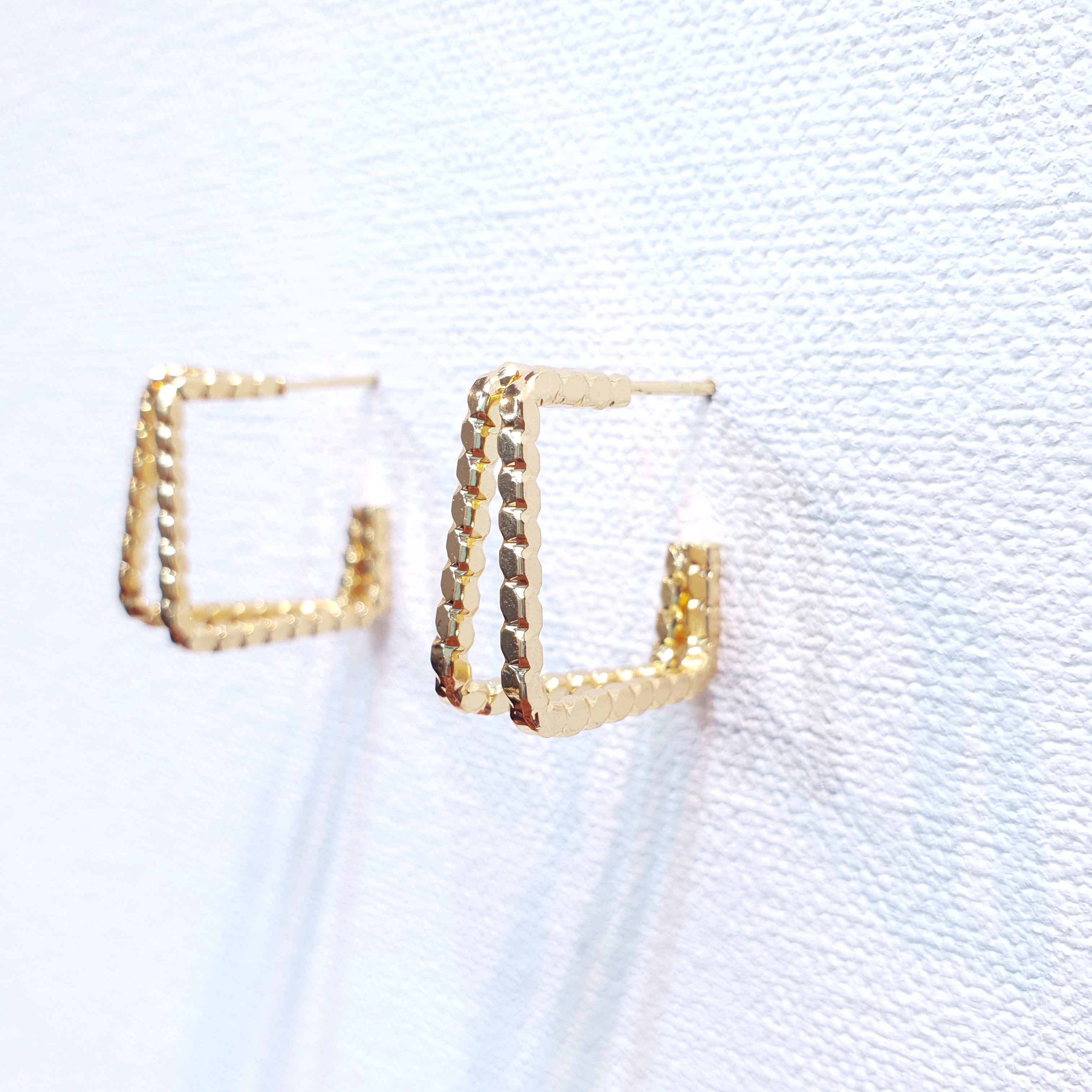 Small Square Gold Earrings