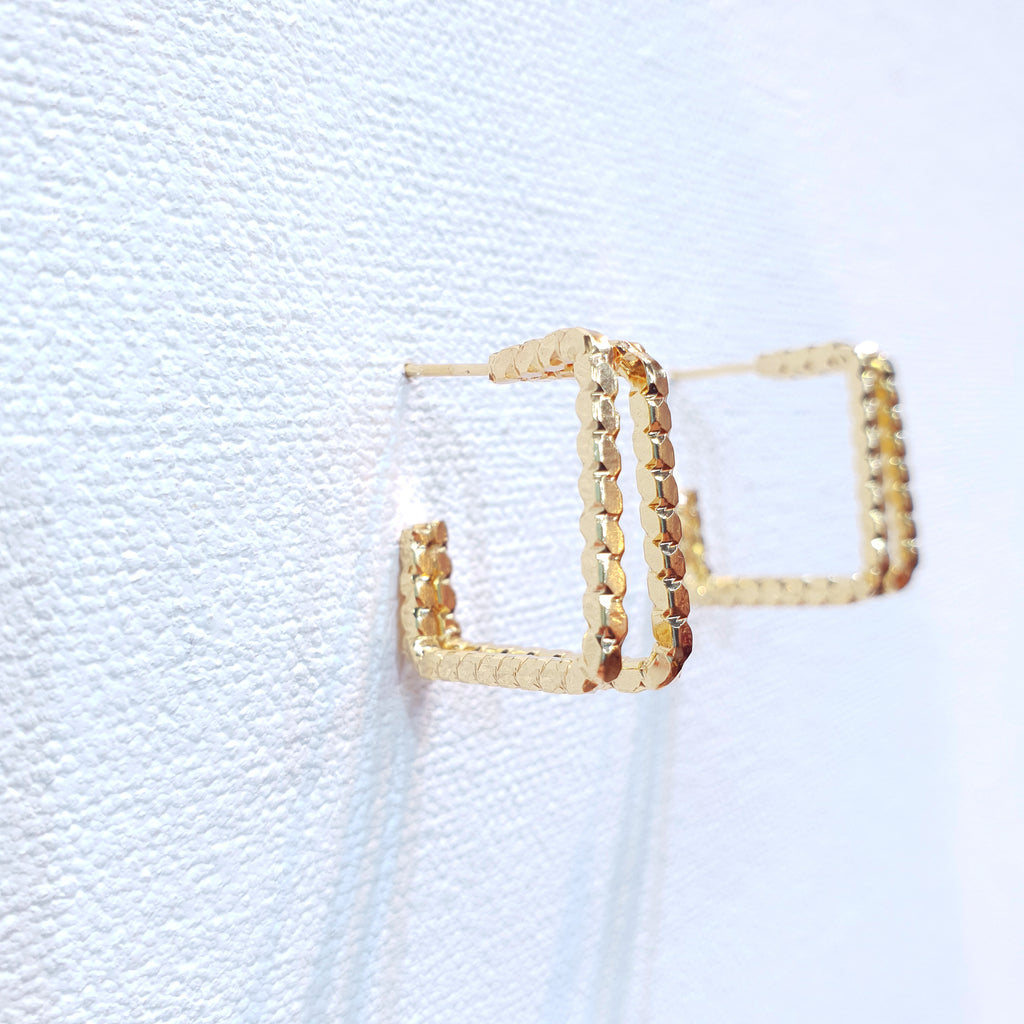 Small Square Gold Earrings
