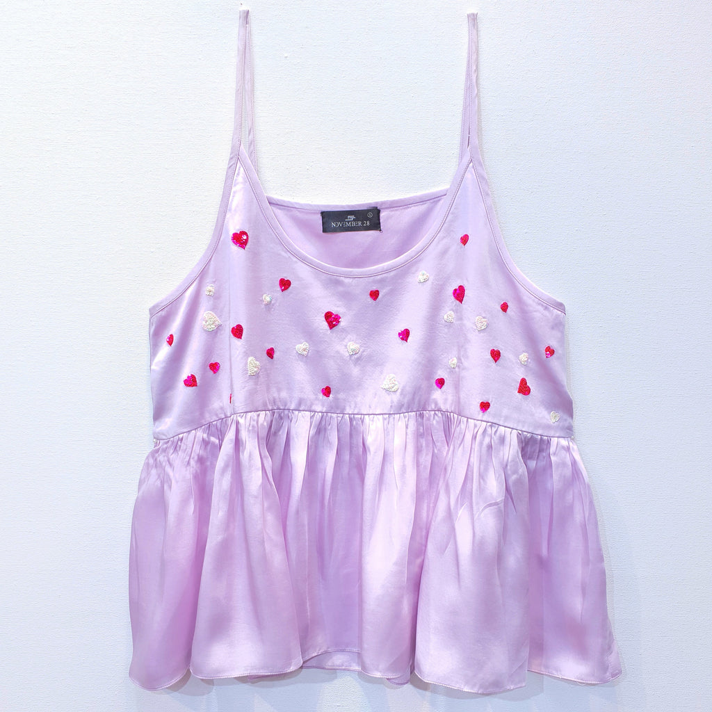 Satin Top | Peplum Top | Lavender Top | Embroidered Top