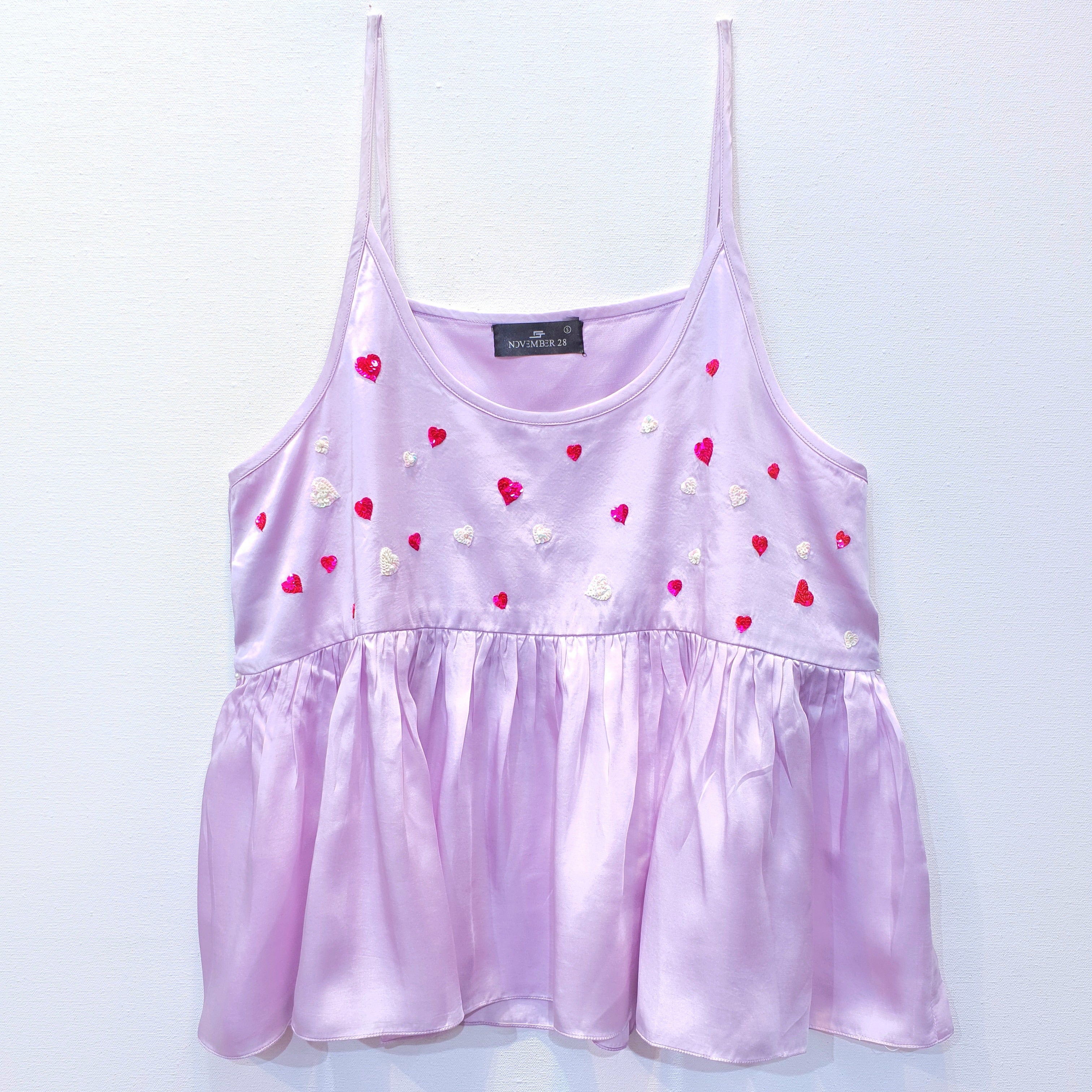 Satin Top | Peplum Top | Lavender Top | Embroidered Top