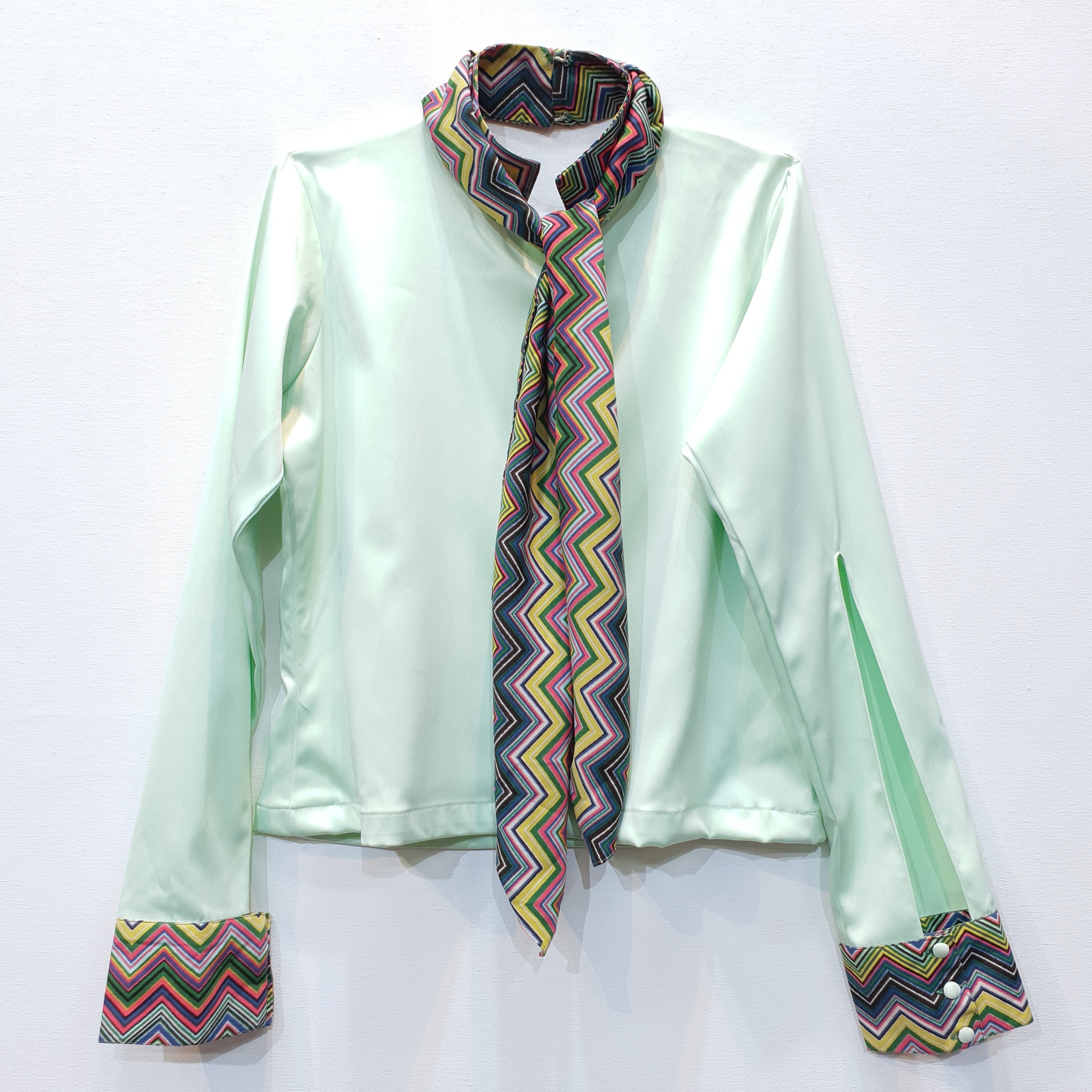 Satin Top with Printed Scarf