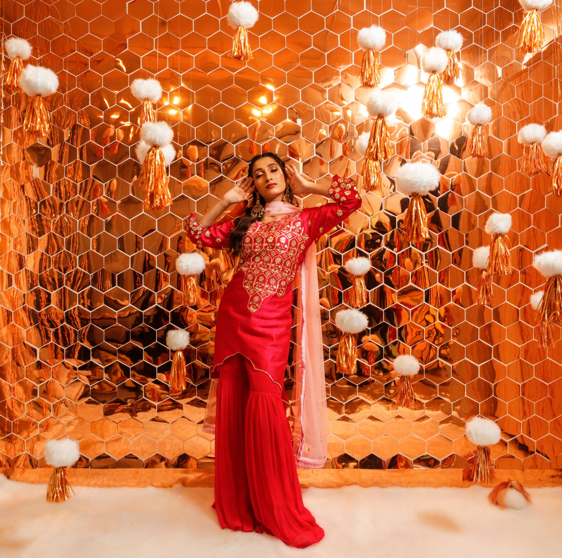 Sharara Set for Women – Hand-Embroidered Gota Patti Ethnic Wear Set