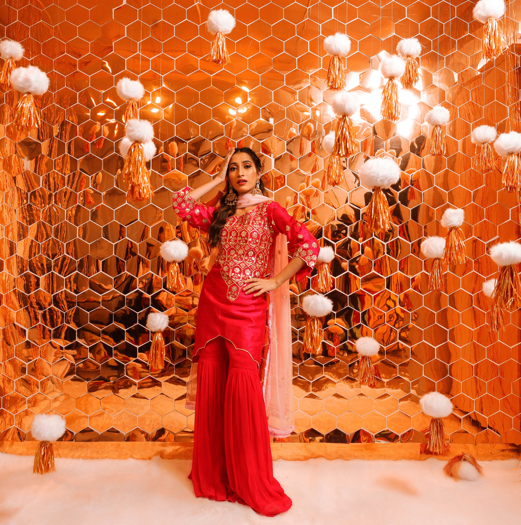 Sharara Set for Women – Hand-Embroidered Gota Patti Ethnic Wear Set