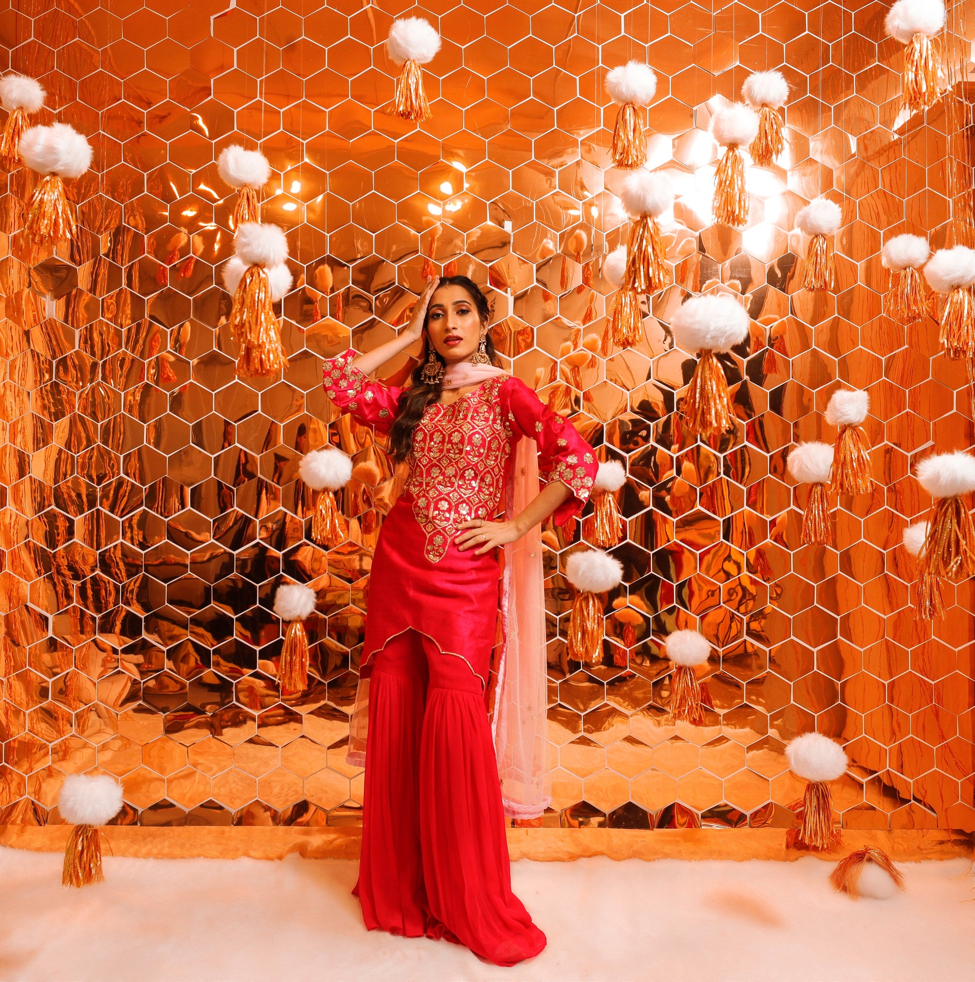 Sharara Set for Women – Hand-Embroidered Gota Patti Ethnic Wear Set