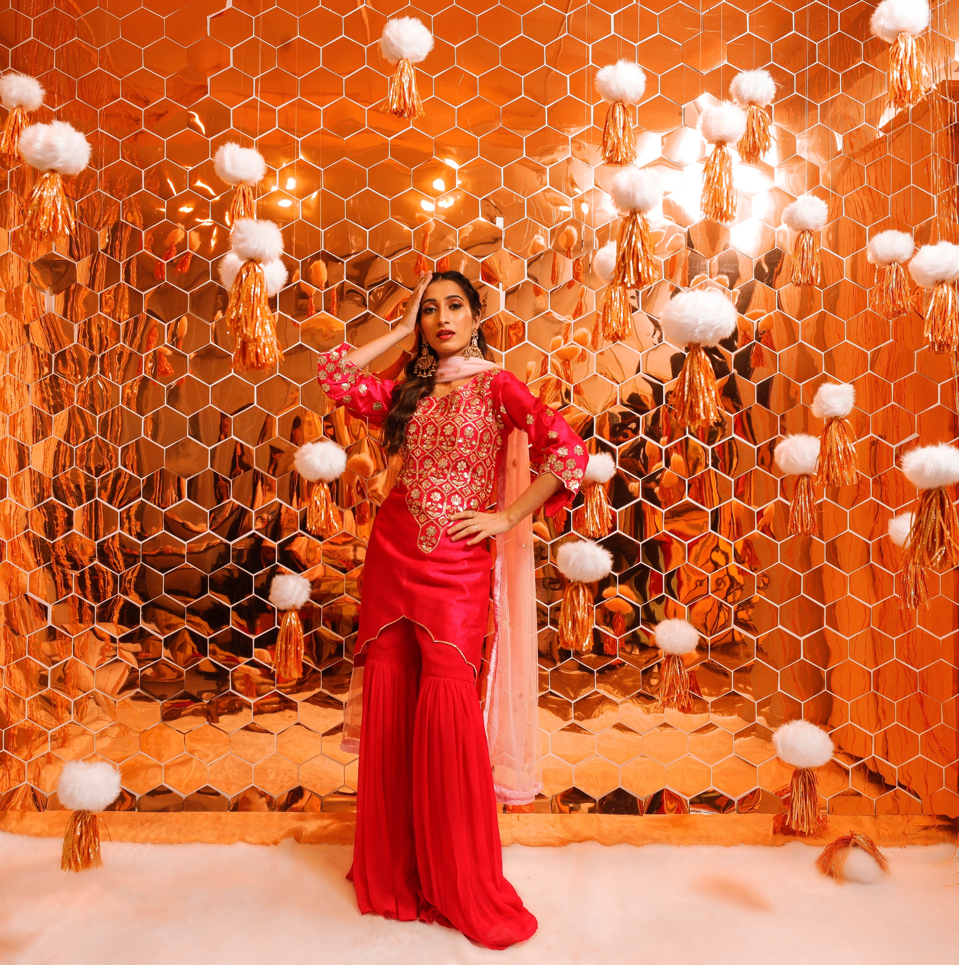 Sharara Set for Women – Hand-Embroidered Gota Patti Ethnic Wear Set