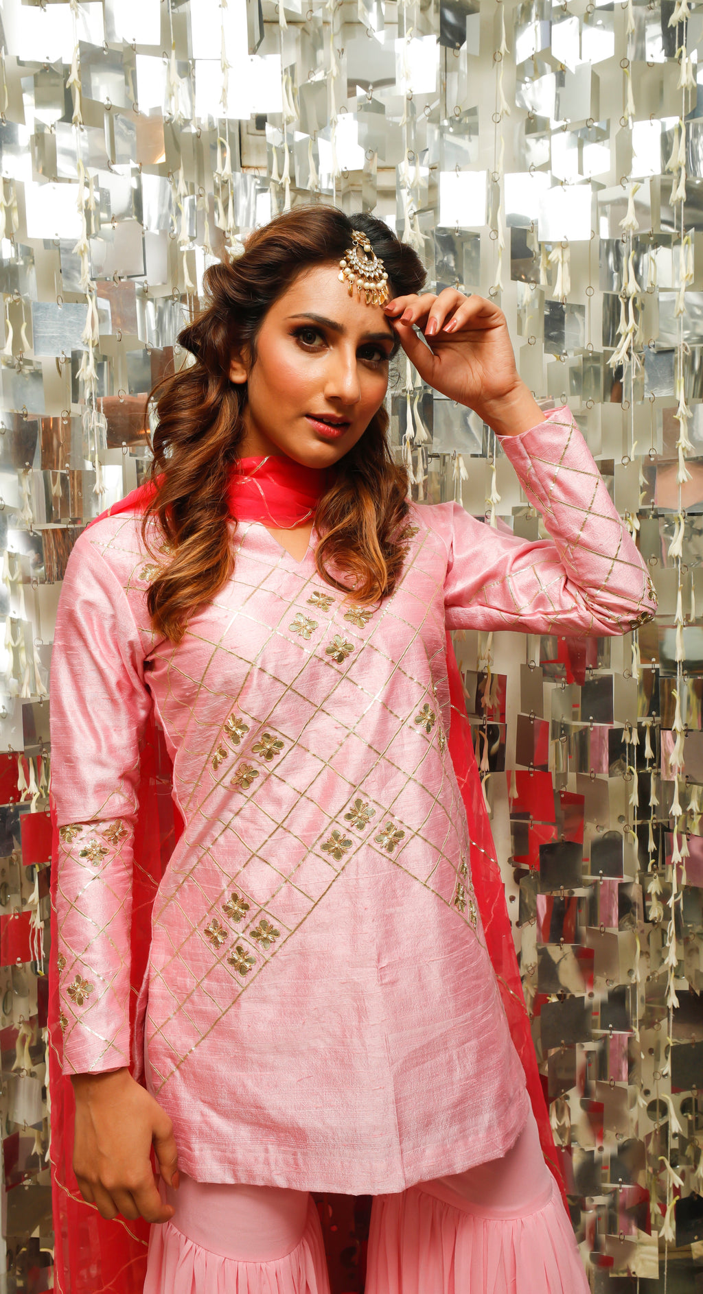 Sharara Set for Women – Baby Pink Gota Patti Short Kurta with Sharara