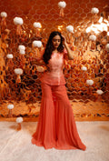 Sharara Set for Women – Peach Gota Patti Peplum Top with Sharara